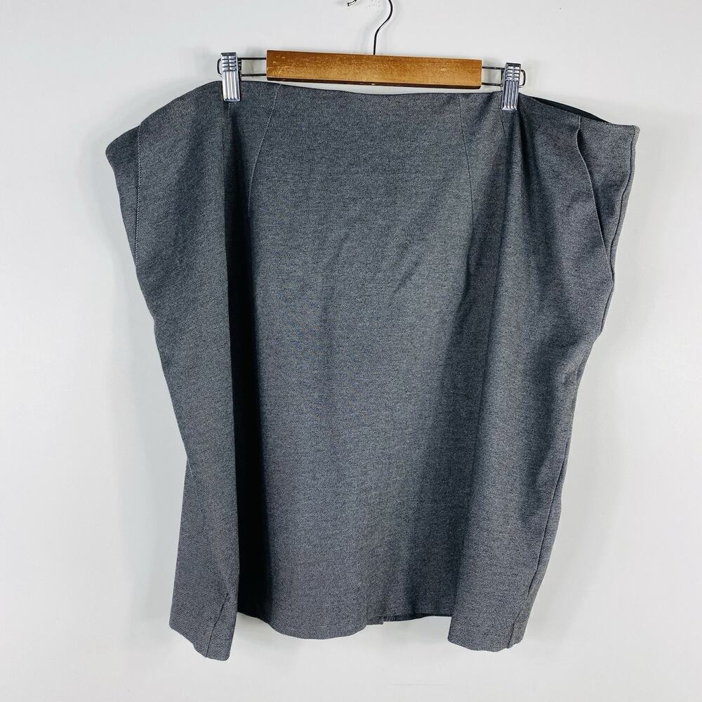 Lands End Plus Size 24 The Outfitters Ponte Knit Skirt Gray Pockets